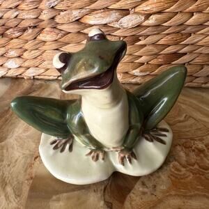 Porcelain glazed MCM frog figurine